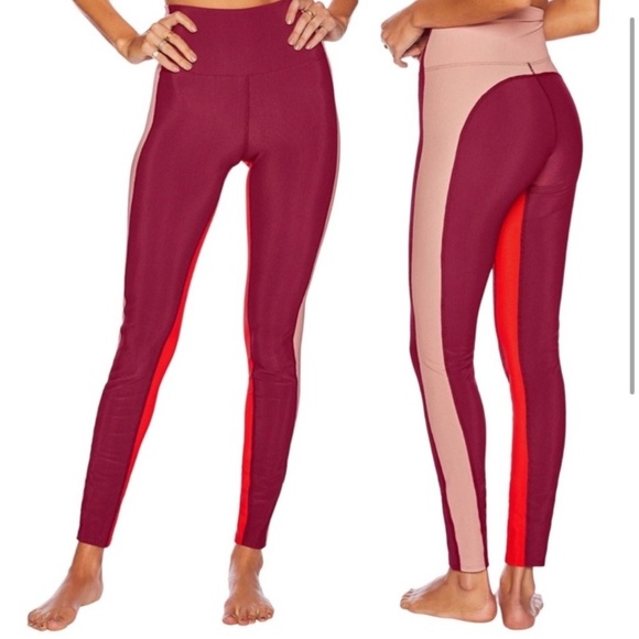 Beach Riot Leggings Ribbed Color Block High Rise Leggings Fuchsia Orange Pink - Picture 1 of 15